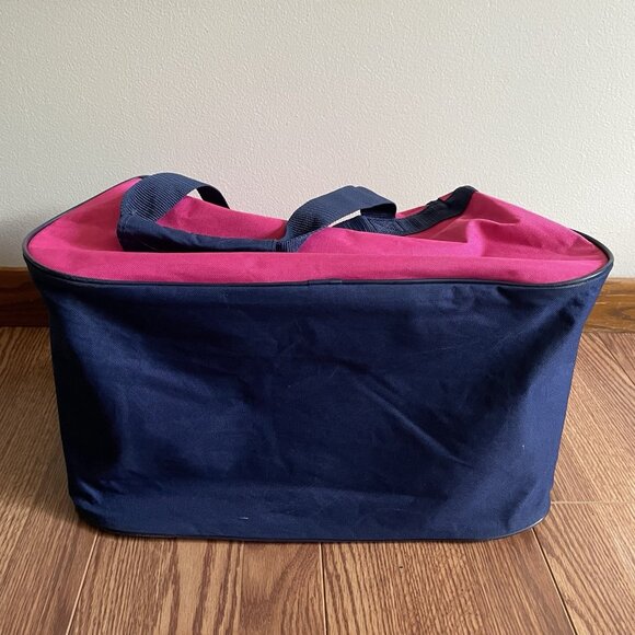 Adidas Pink Navy Logo Workout Travel Shoulder Strap Small Diablo Duffel Gym Bag - Picture 6 of 9